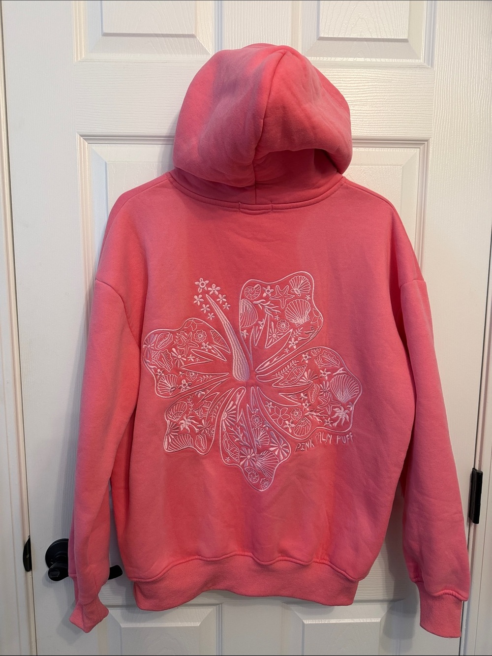 Pink Palm Puff “Hawaii Hibiscus” hoodie. Size Small. Sonic pink. Excellent cond